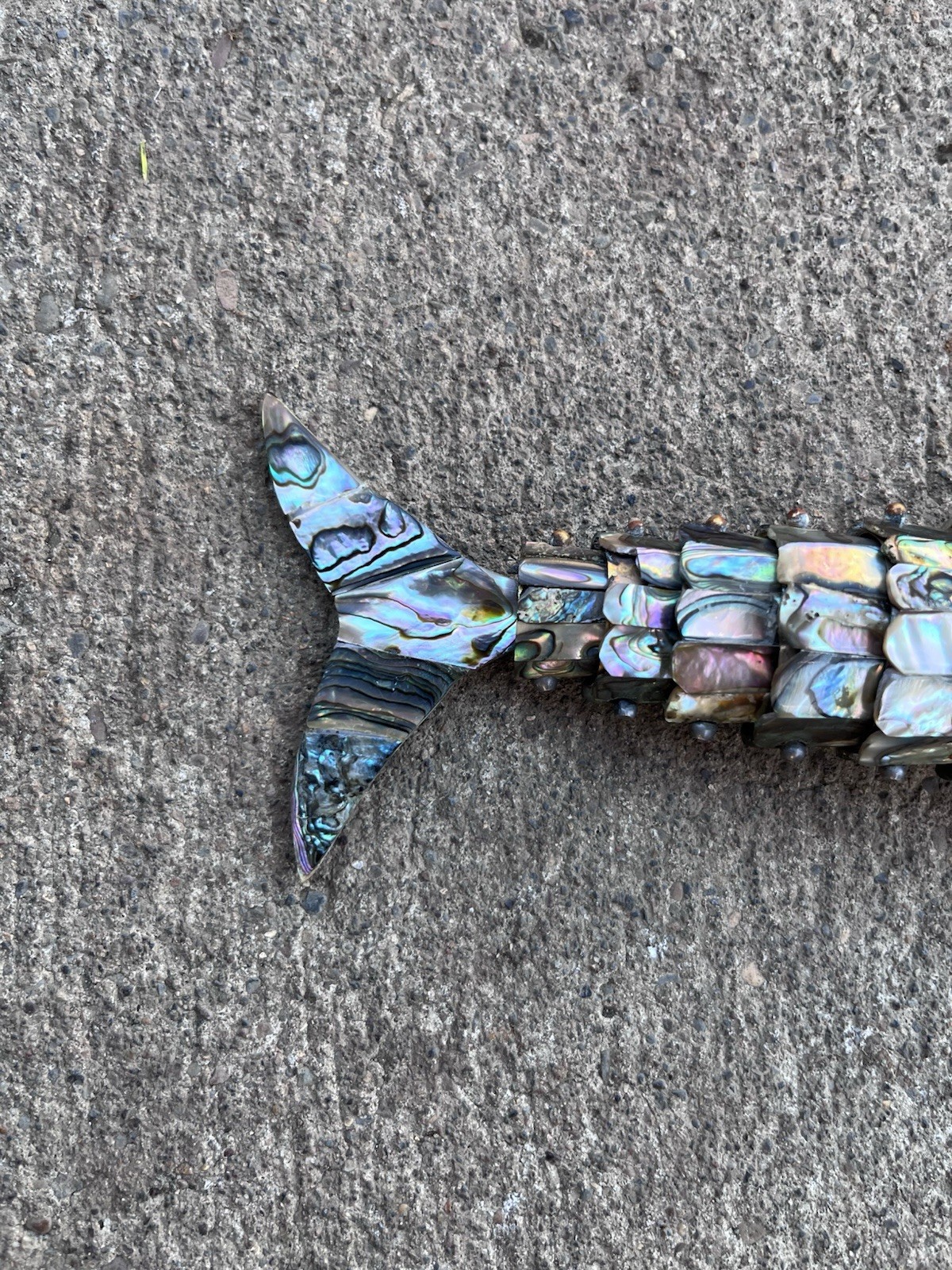 Vintage Articulated Abalone Shell Fish Bottle Opener Mexican