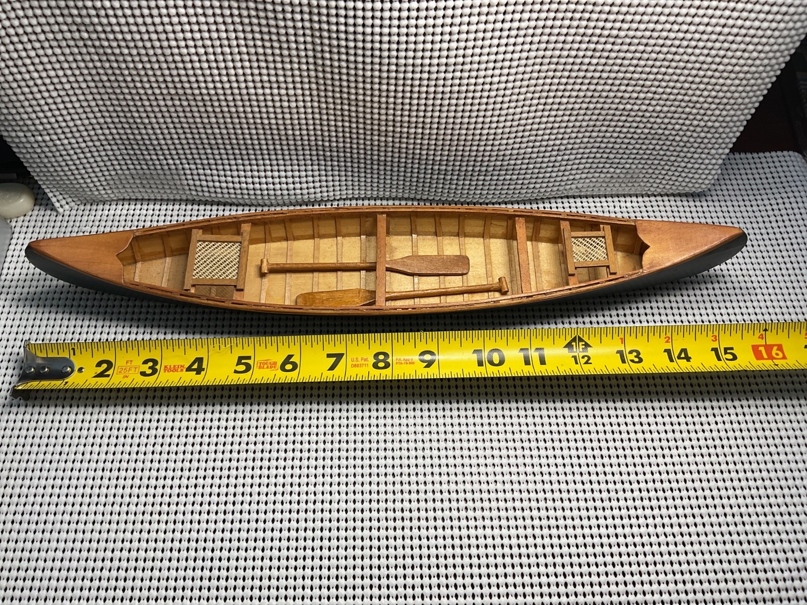 Vintage Wood Canoe 16” Long 2 3/4” Wide 1 1/4” High With 2 Paddles