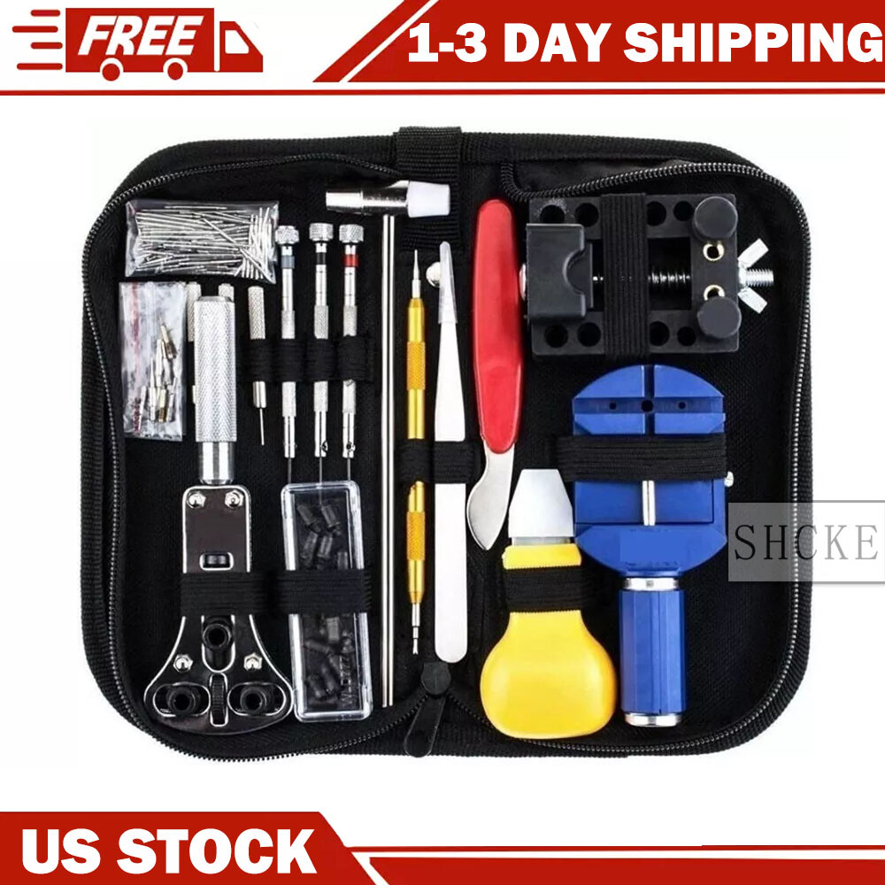 147 Pcs Watch Repair Kit Watchmaker Back Case Remover Opener Link Pin Spring Bar