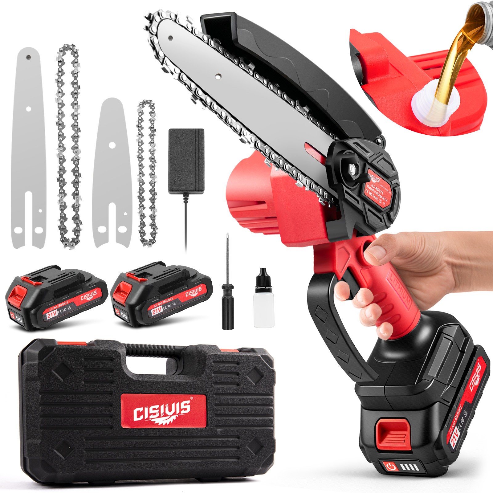 4/6inch Wireless Mini Chainsaw Equipped with 2 Large Capacity Batteries.Handheld