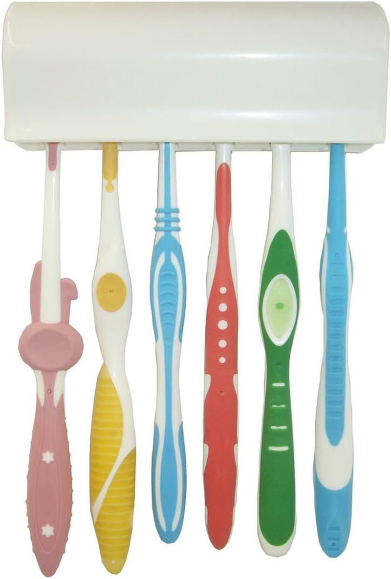 Toothbrush Holder with Cover, Space-Saving Dustproof (Ivory White)