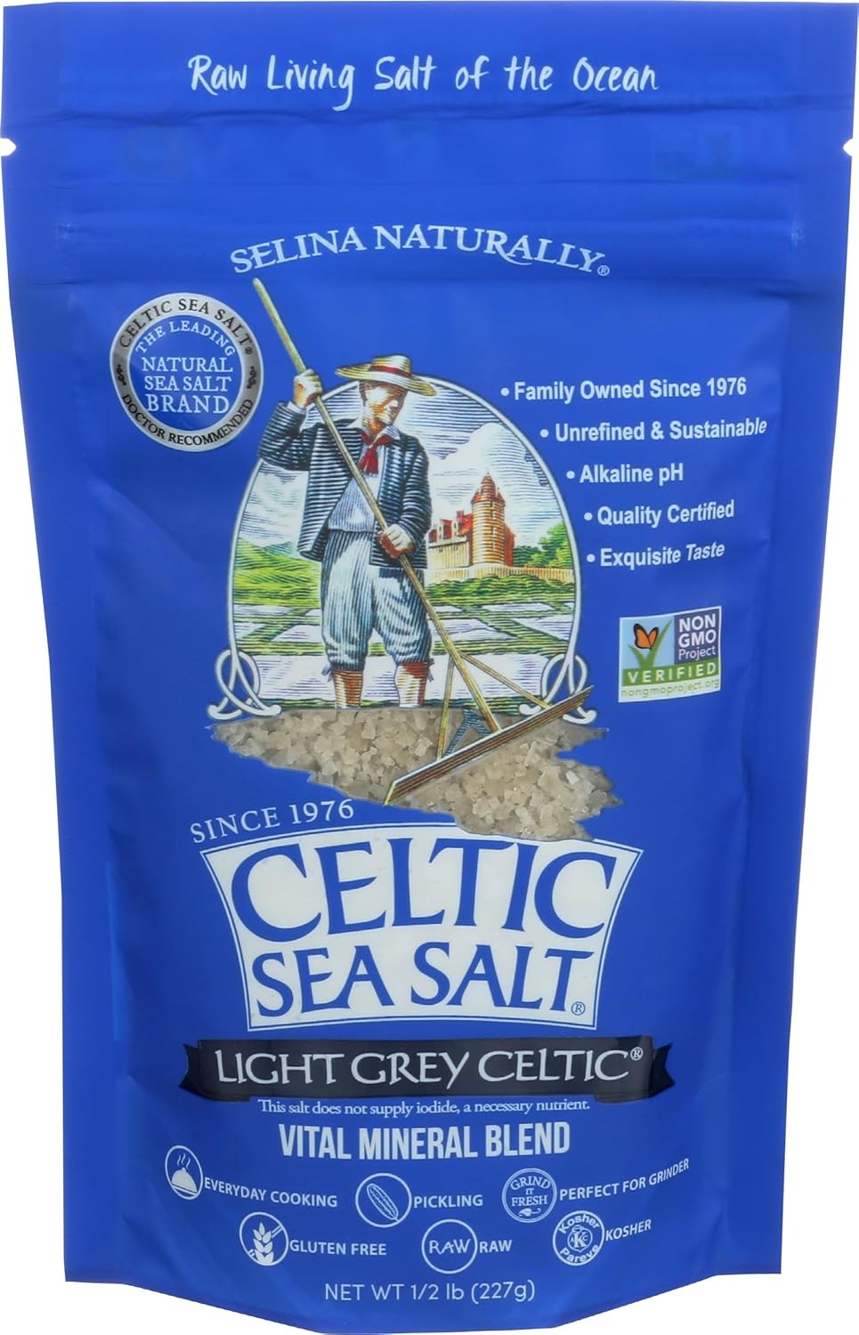Light Grey Celtic Sea Salt - Resealable Bag - Additive-Free
