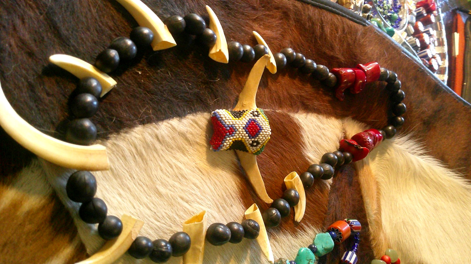 PAPUA NEW GUINEA Lot Two Necklaces SKULL Boar Tusks