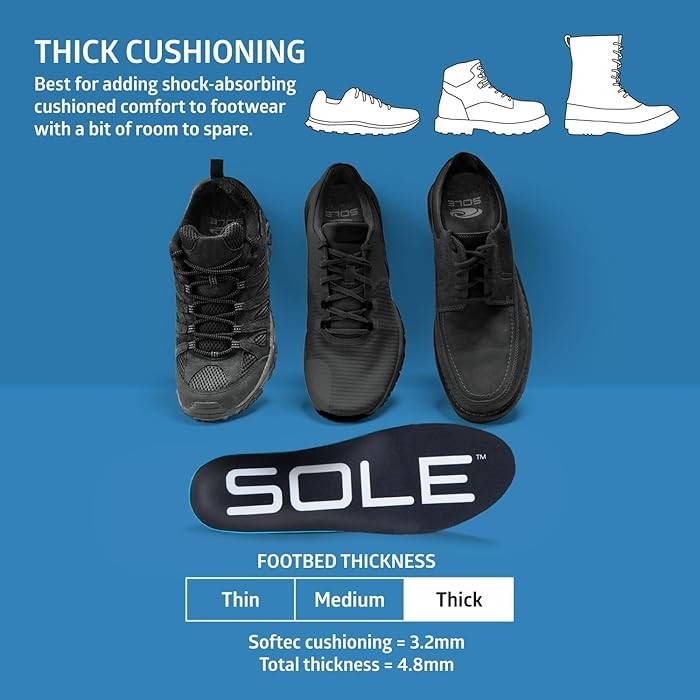 SOLE Active Thick Insoles Orthotic Arch Support Plantar Fasciitis Relief Comfort