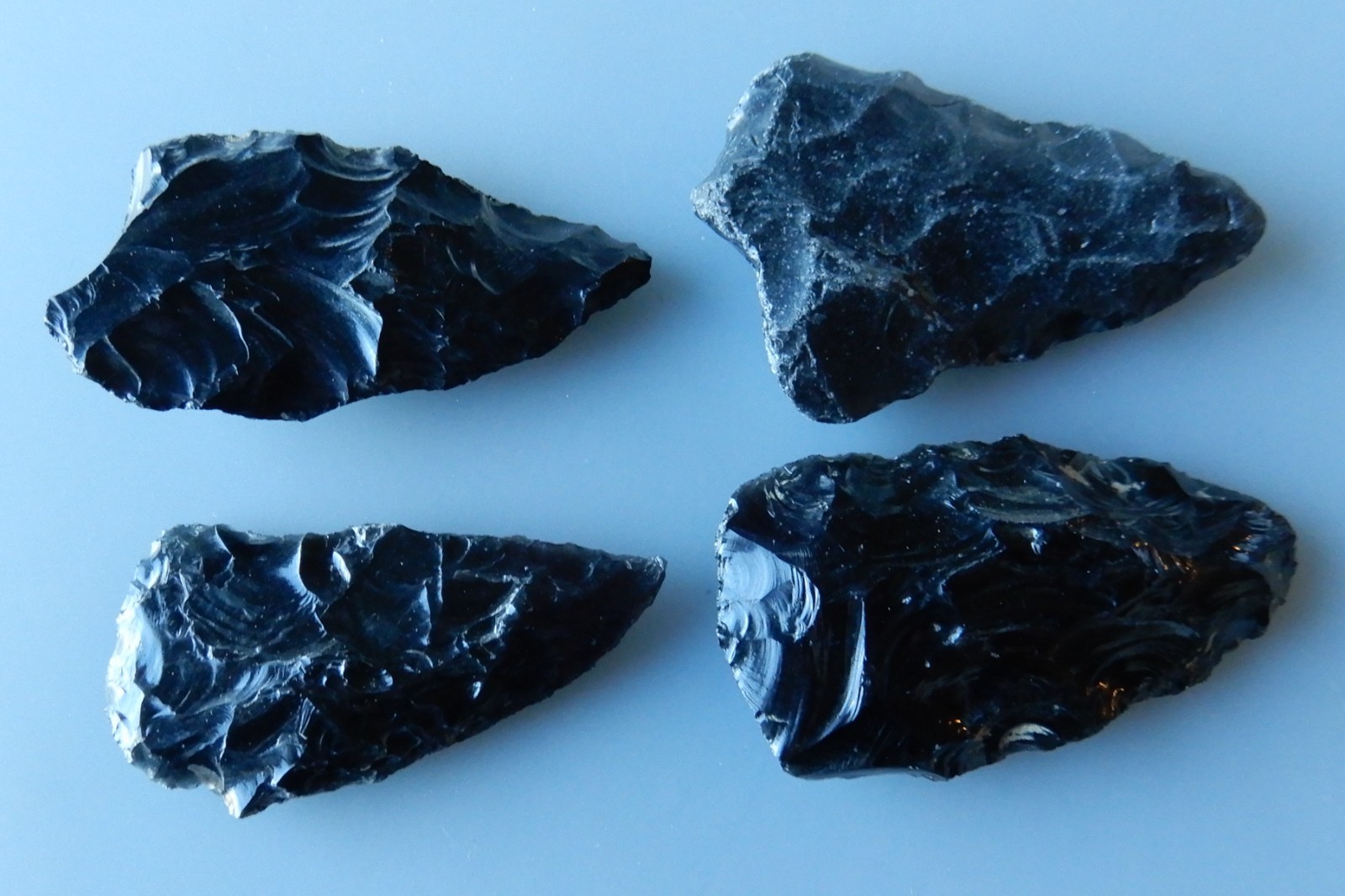 Obsidian Arrowheads x Four (4) 2 1/4" Long Granite Creek,Chino Valley, Arizona