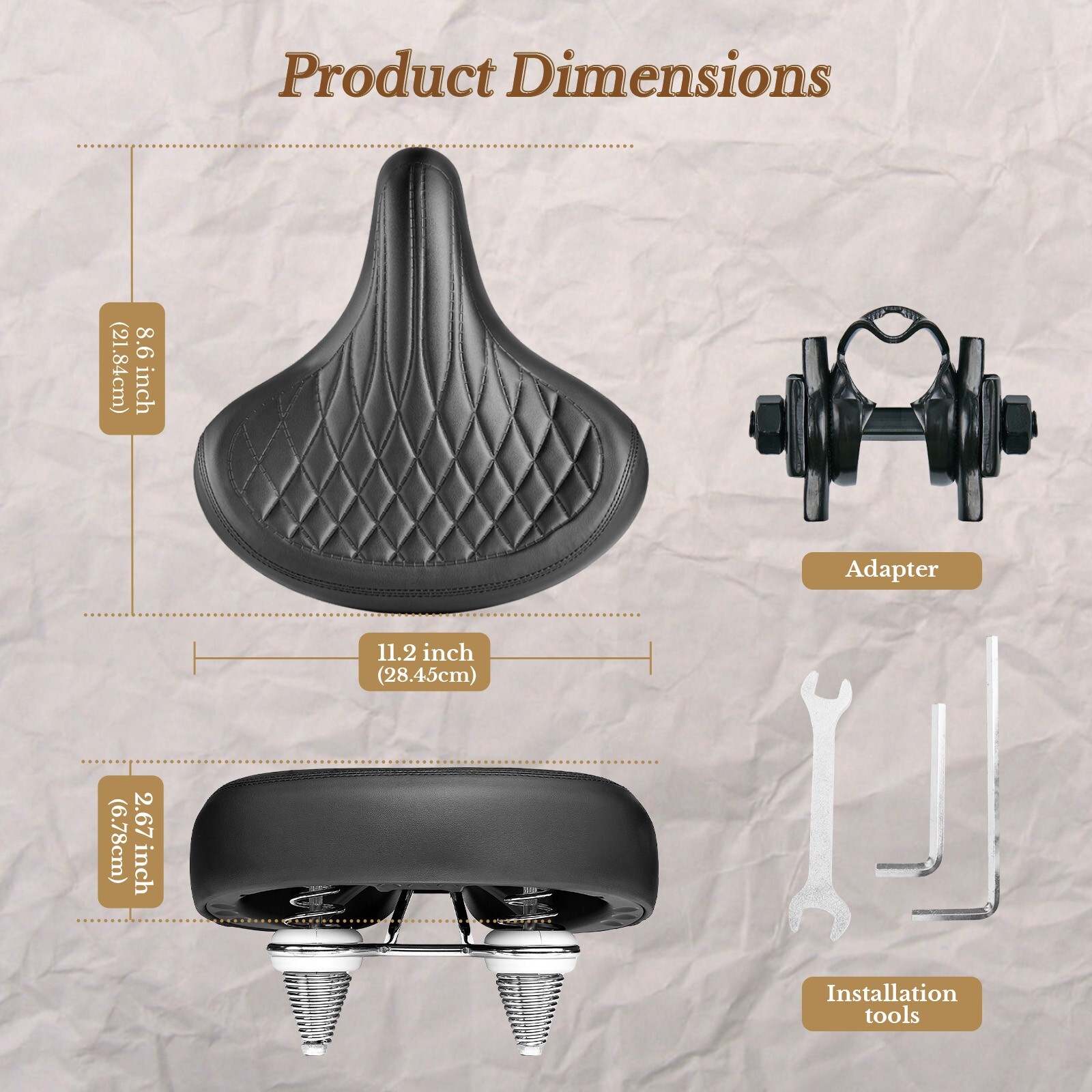 Wide Bike Seat for Men Women Comfort - Oversized Waterproof Bicycle Seat Cushion