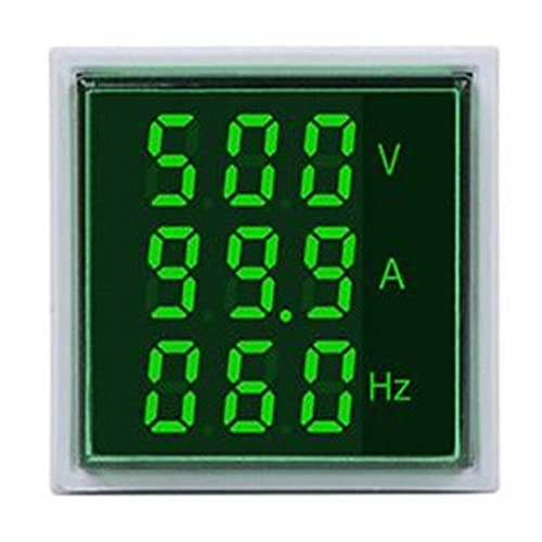 with Three-Digit Display AC Current, Voltage, Frequency Indicator, 22mm Green