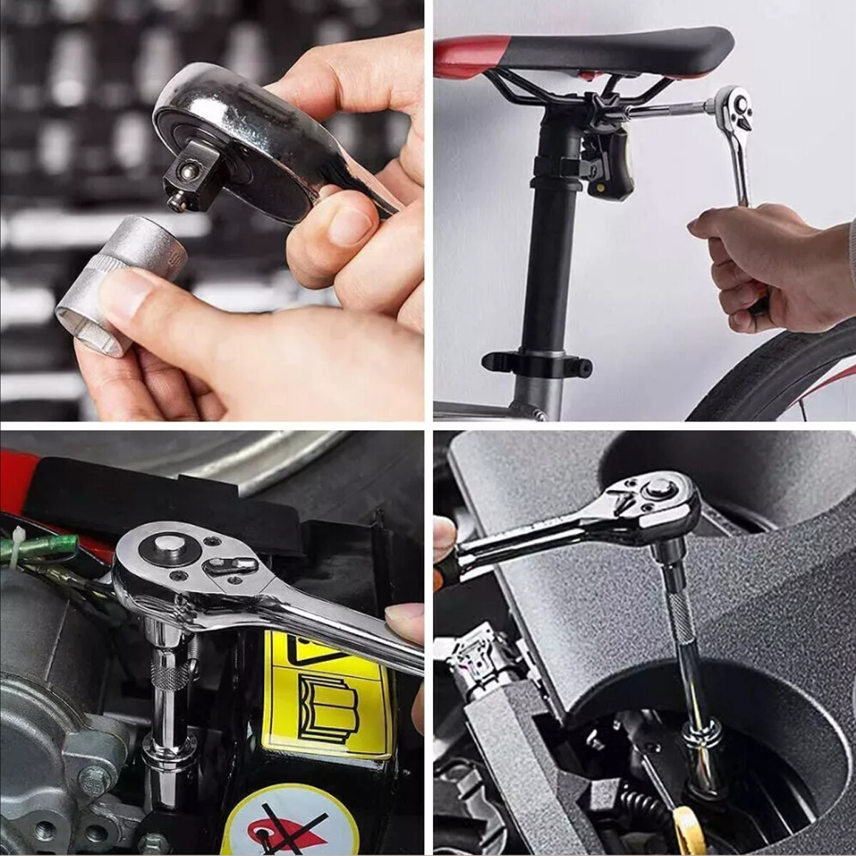 53 Pc SAE and Metric Mechanics Tool Set and Ratchet Socket Set 1/4in 3/8in Drive