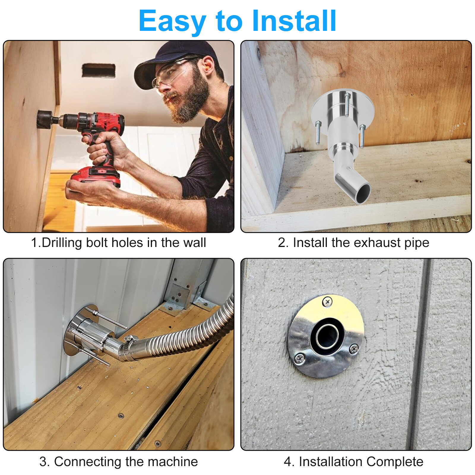 Thru Hull Exhaust Fitting, 24mm 316 Stainless Steel, For Diesel Parking Heaters