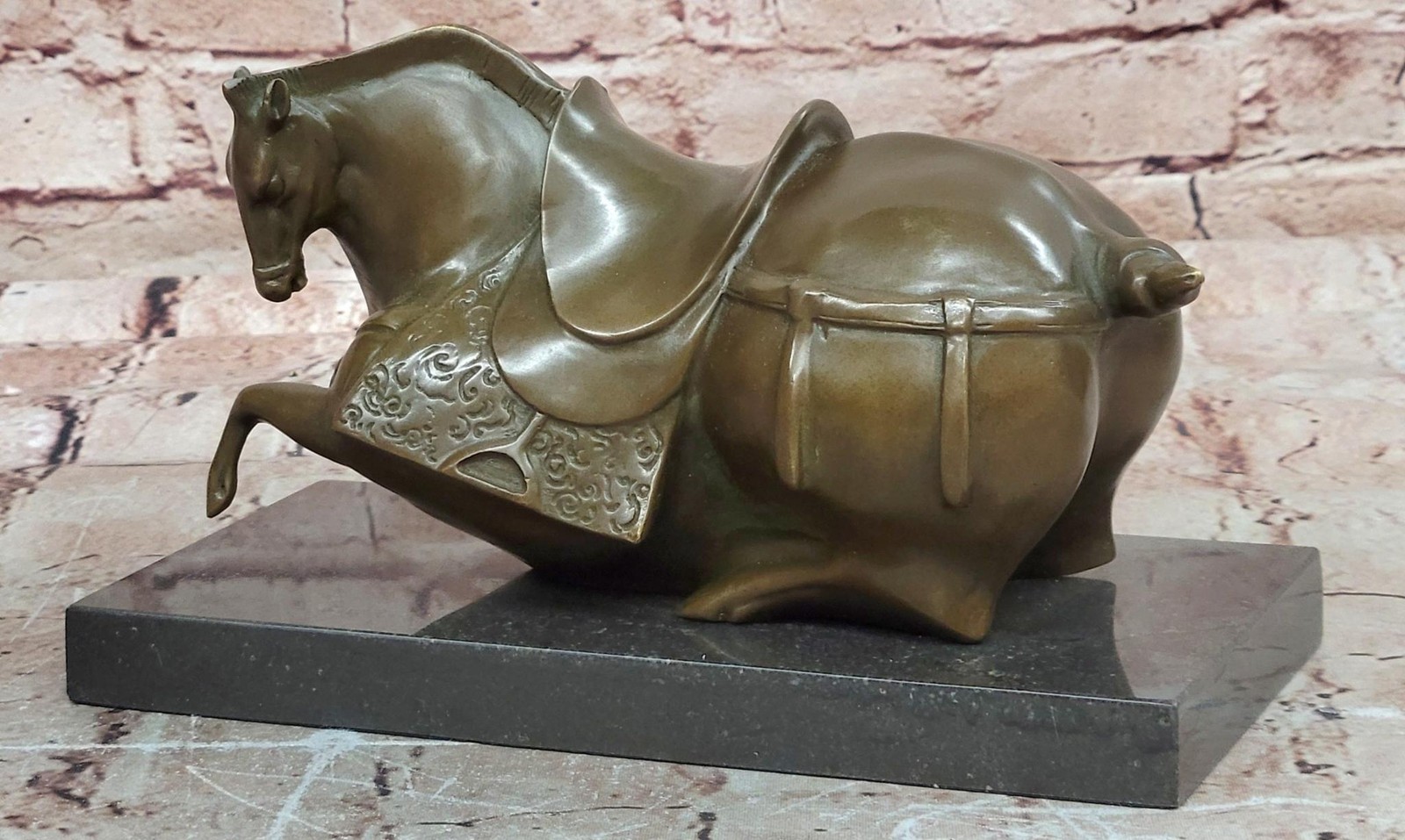 Signed Milo Bronze Chinese Zodiac Tang Horse Fengshui Luck Animal Statue