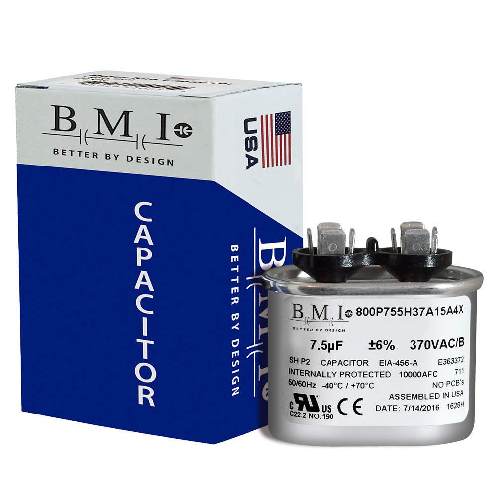 USA Oval Run Capacitor 7.5 uf MFD 370 VAC replaces GE Genteq 97F9001