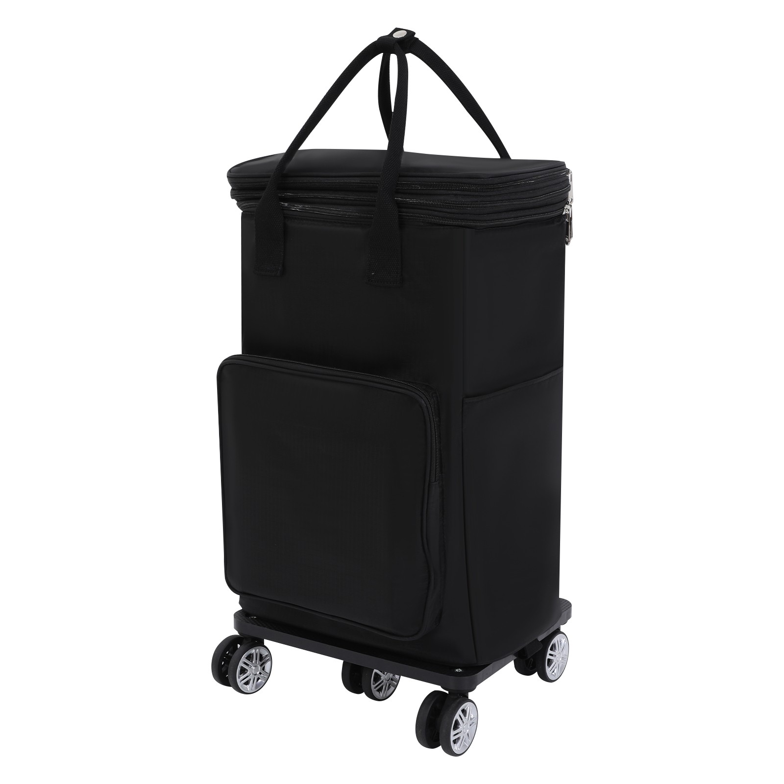 2 In 1 Shopping Cart With Wheels Grocery Cart Black Portable Utility Dolly Cart