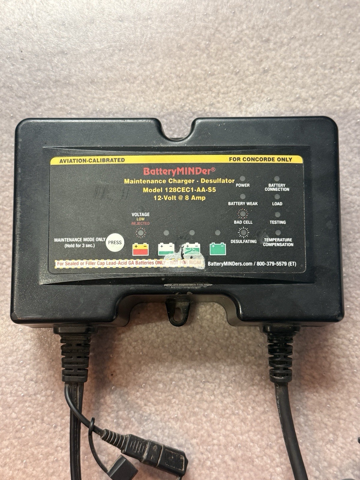 BatteryMINDer 12V-8a Aviation Charger-Desulfator 128CEC2-AA-S5 CONCORDE
