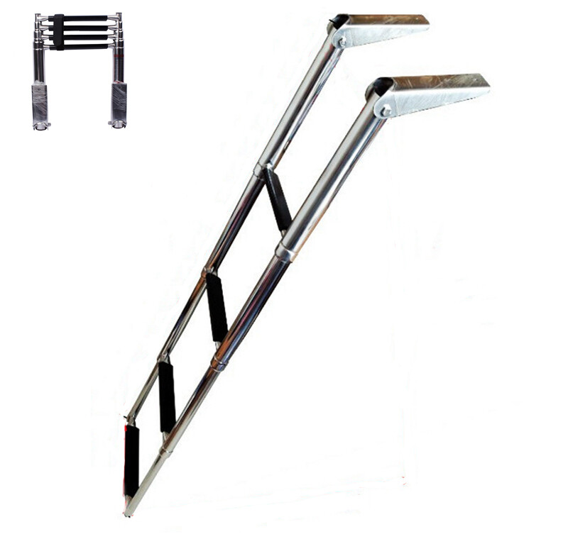 1155mmStainlessSteel Telescopic 4Step BoatLadder WearResistance Non-slip Durable