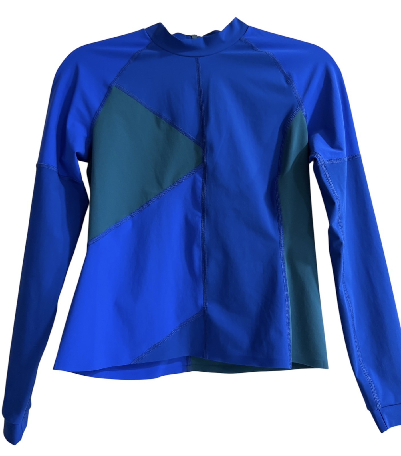 LNDR Malibu Color Blue Block Design Rashguard Top Size Small NWT Retail $180