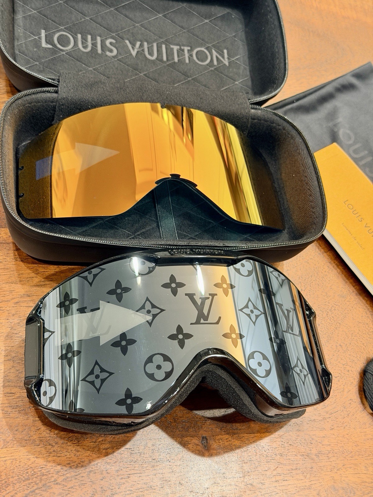Louis Vuitton Snowboard Ski Mask Goggles - Black Frame with Case & Lenses - NWOT