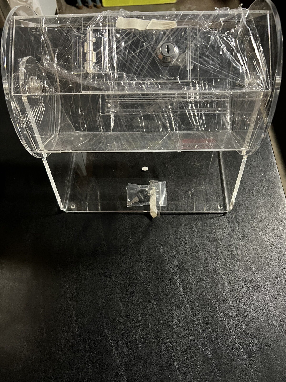 Portable Acrylic Raffle Ticket Lottery Spinning Drum With Key, Transparent