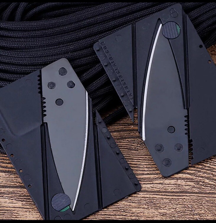 Folding Thin Cardsharp Knife Black Razor Sharp Wallet Credit Card Survival Tool