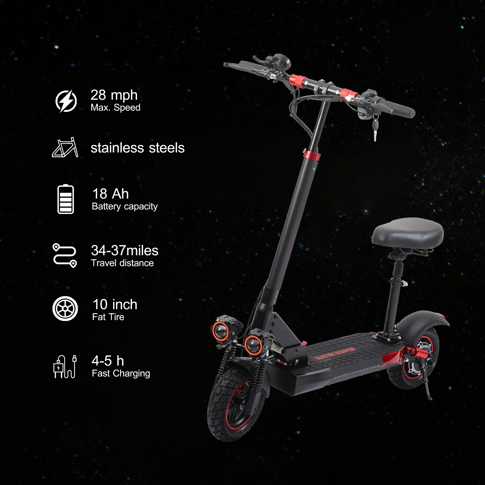 Electric Scooter 48v 800W For Adult 10"Off Road Fat Tires Fast Speed USA MAX vV