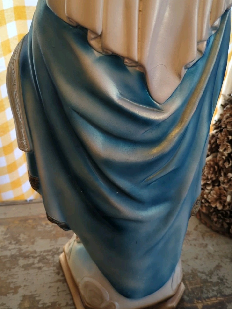 Beautiful Older Plaster Chalkware Statue of Mary, Our Lady of Grace, 26 1/4" T