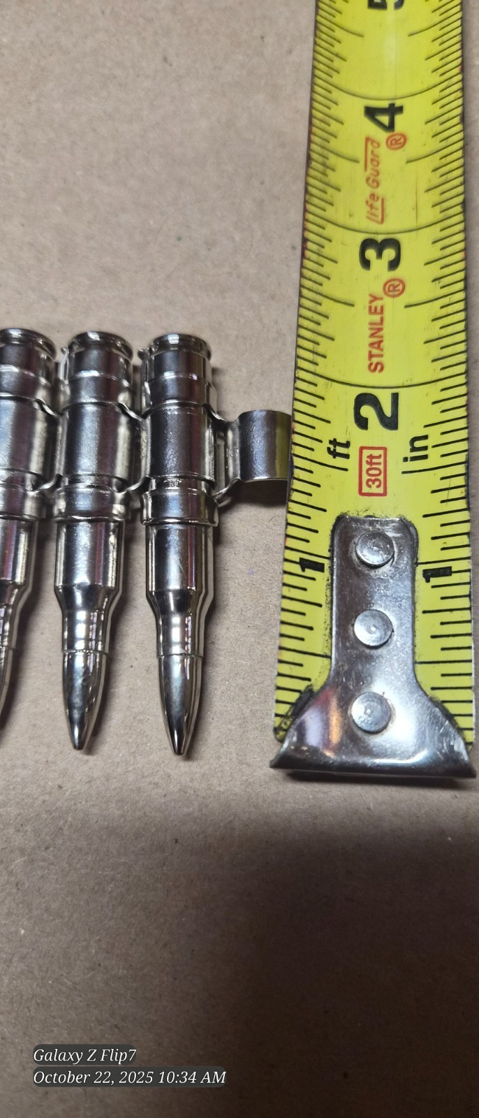 Metal Bullet Belt - Nickel & Copper -Real-Full Metal Jacketed bullets.