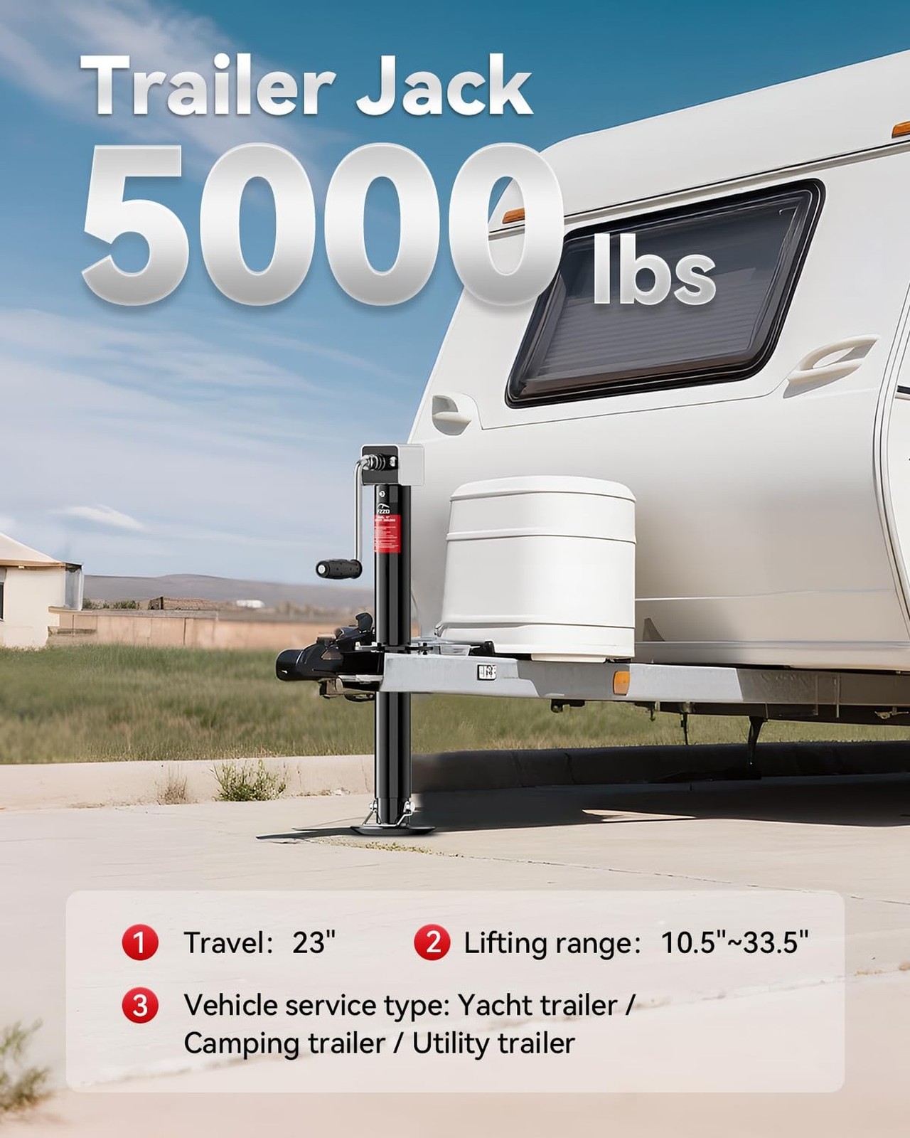 5500-7500lbs Electric A-Frame Trailer Jack, 23.2" Vertical Travel, 12V DC,for...