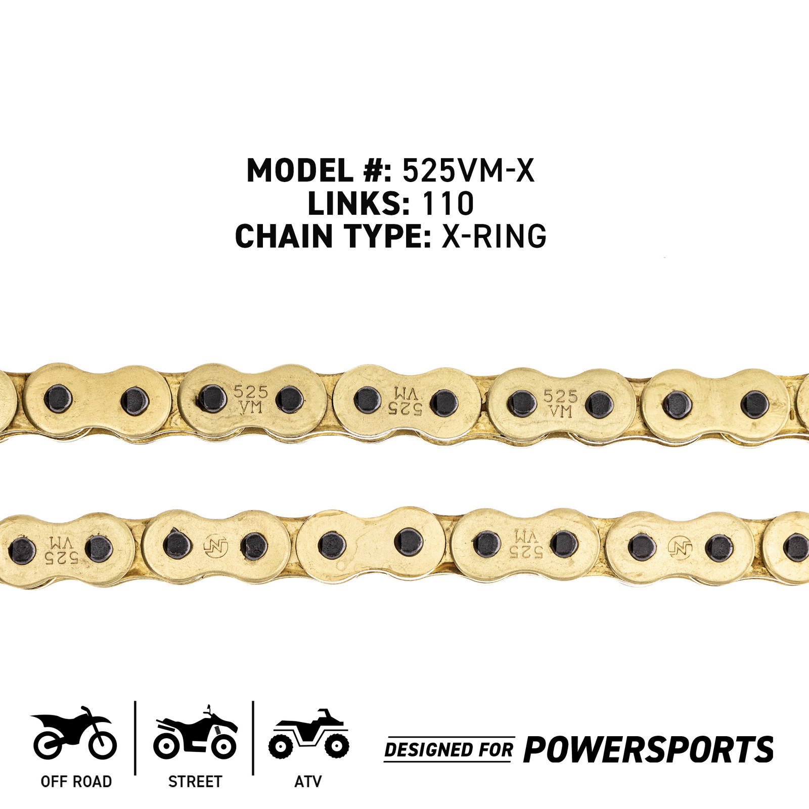 NICHE Gold 525 X-Ring Chain 110 Links With Connecting Master Link Motorcycle