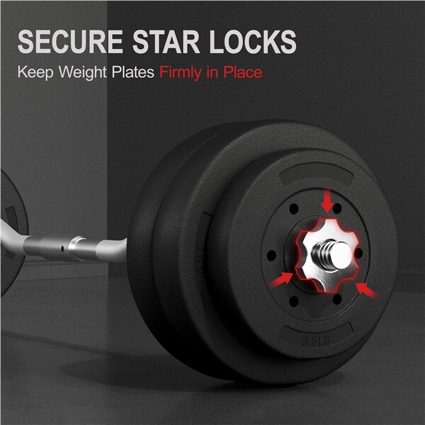 66lbs Weights Barbell Weight Set Curl Bar with Weights Weight Set for Home Gym