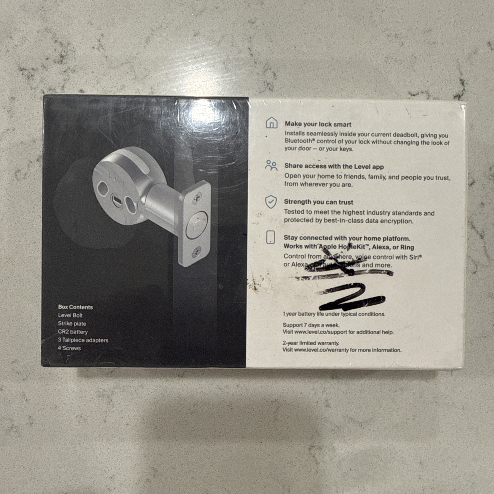 Level Bolt Smart Bluetooth Invisible Retrofit Deadbolt, Satin Chrome