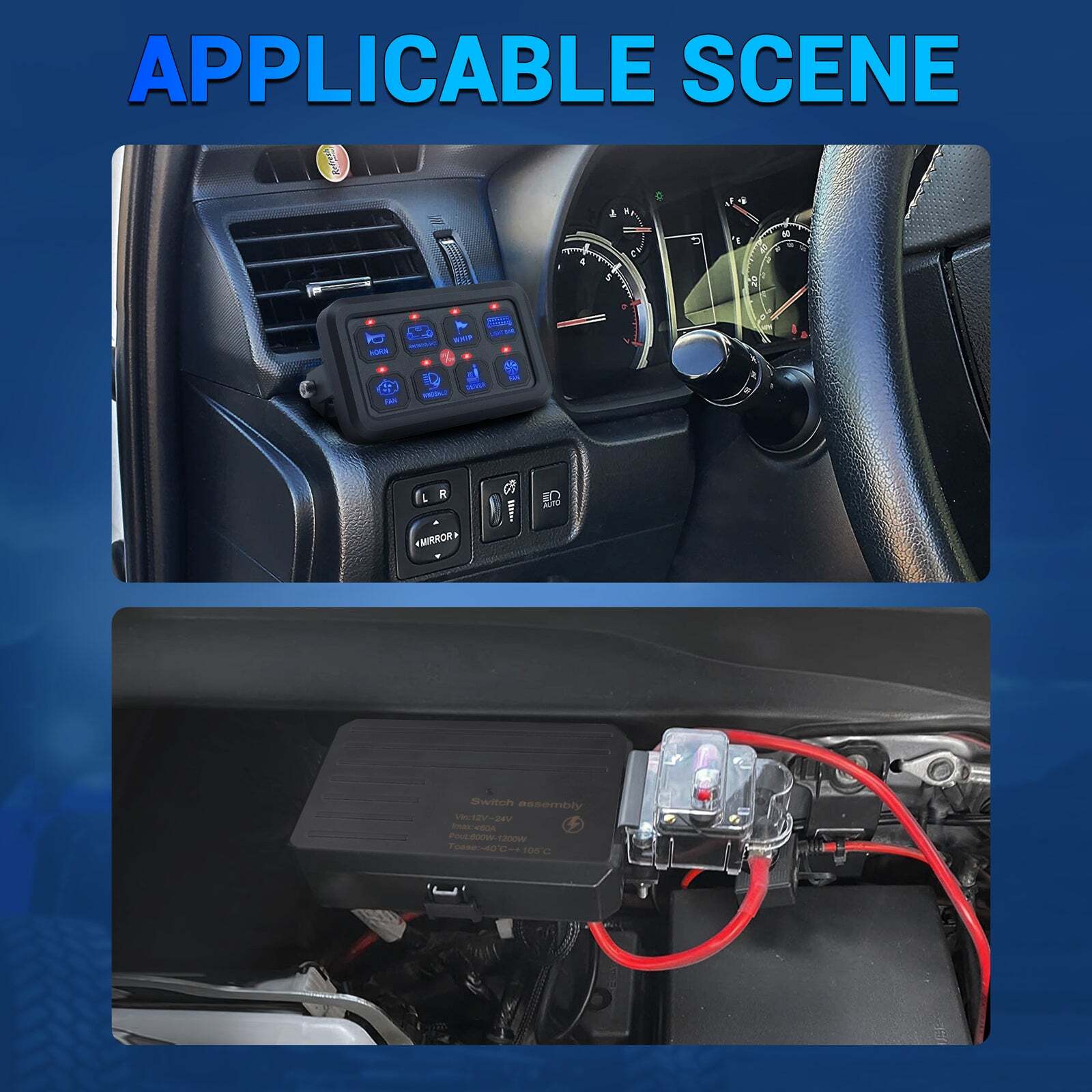 Universal 8 Gang Switch Panel On-Off LED Car Switch Panel Circuit Control 12/24V