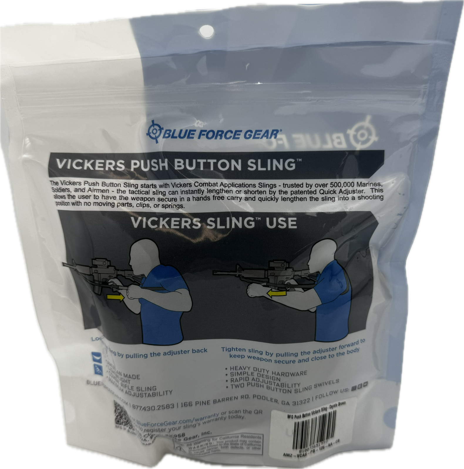 Blue Force Gear VCAS Vickers Push Button Sling, Coyote Brown, VCAS-PB-125-AA-CB