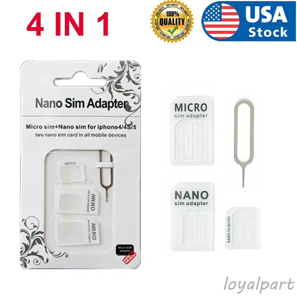 New Nano SIM Card to Micro Standard Adapter Adaptor Converter Set 4 in 1 US