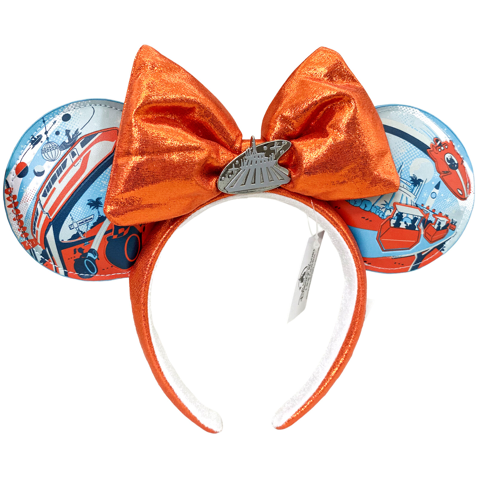 Disney-Tomorrowland Magic Kingdom Space Mountain Minnie Ears Orange Bow Headband