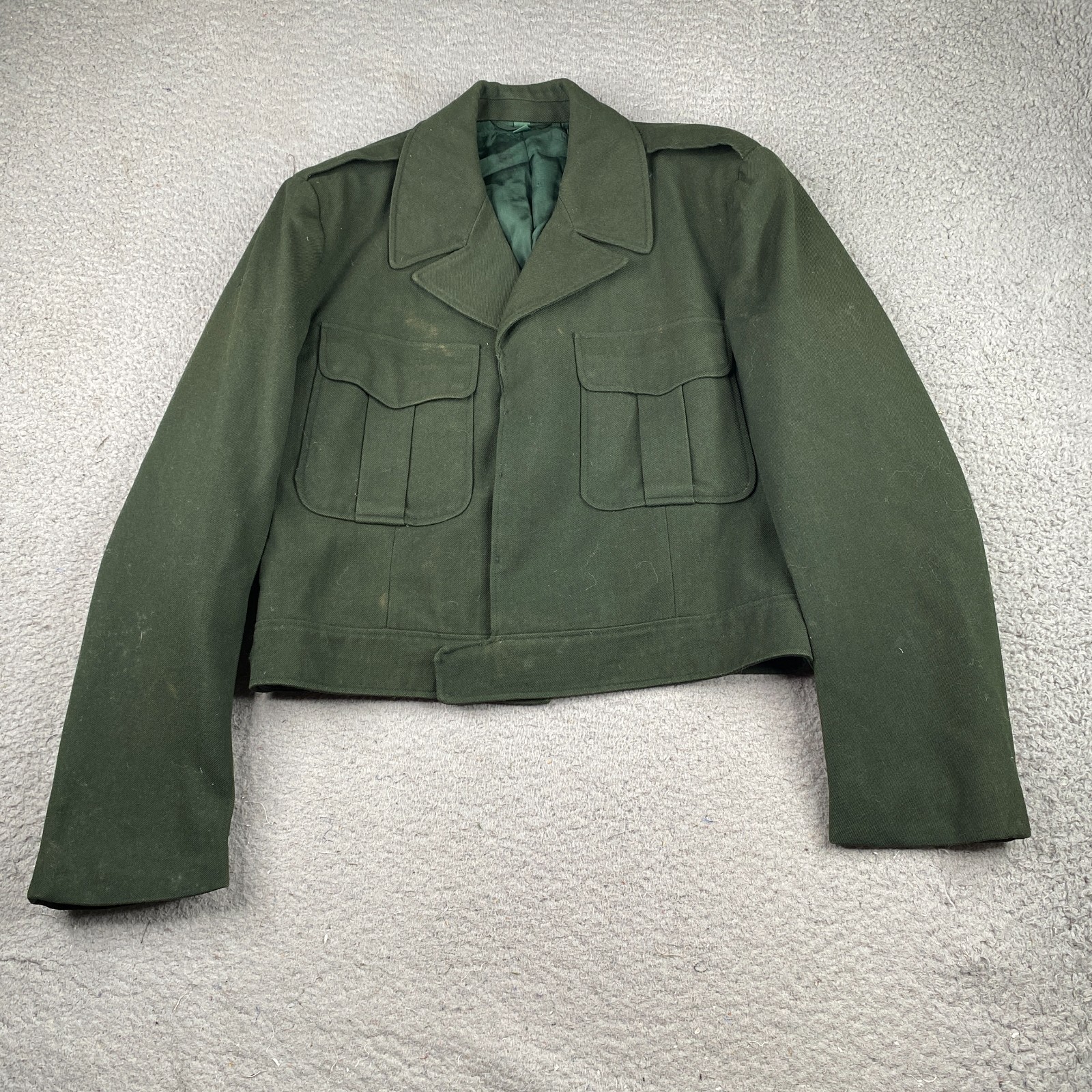 Vintage US Army Ike Jacket Mens 40R Green Wool Military Korean War 1950