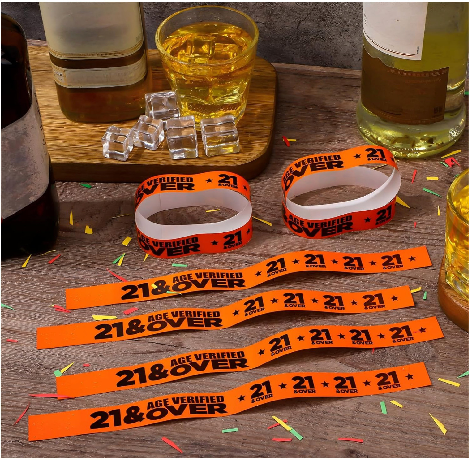 1200 Pcs Over 21 Paper Wristbands Events Colored Waterproof Paper Bracelets