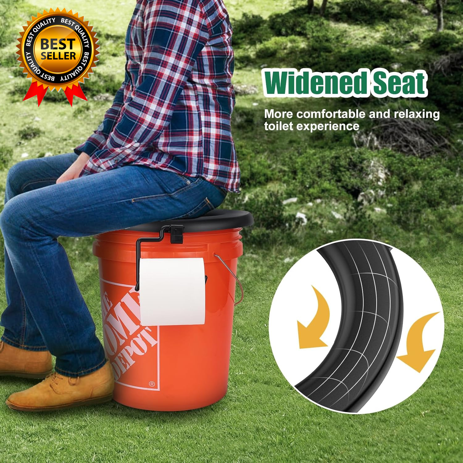 Bucket Toilet Seat, Portable Toilet Seat for 5 Gal Buckets Camping Toilet Seat