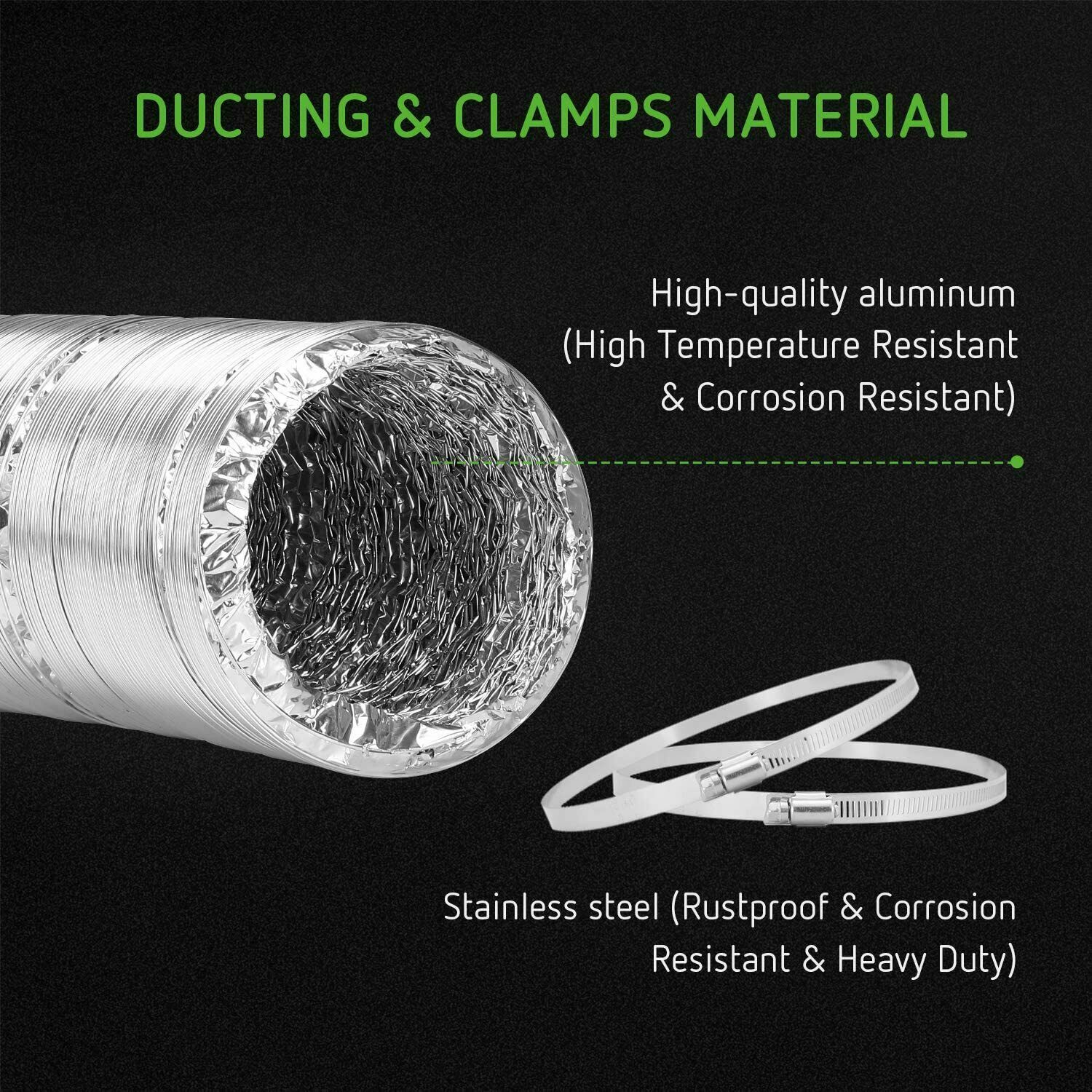 VIVOSUN 4''-8'' inch Flexible Aluminum Air Ducting Dry Ventilation Hose for HVA