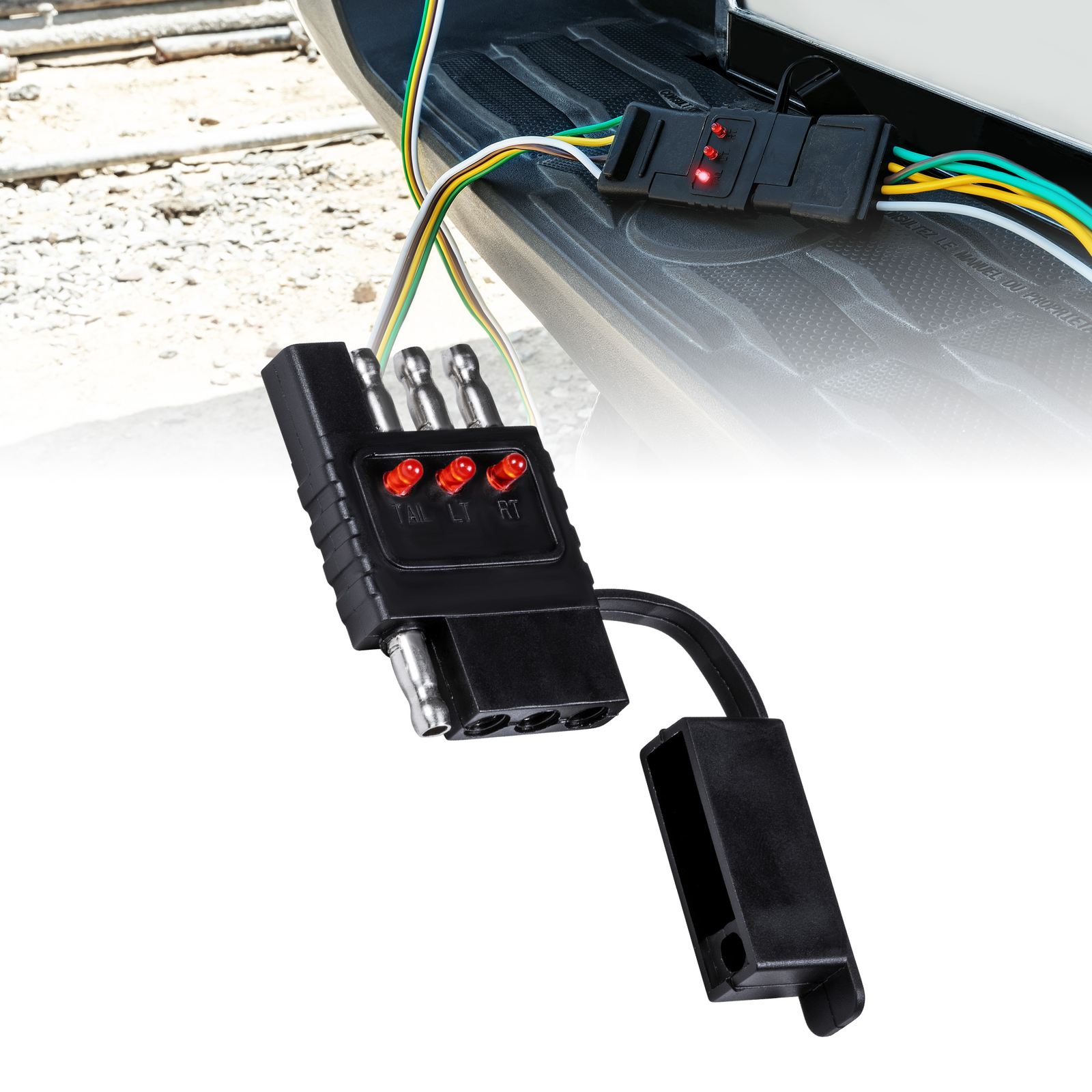 4-Pin Flat Trailer Wiring Tester for Light Wire Circuit Continuity Test