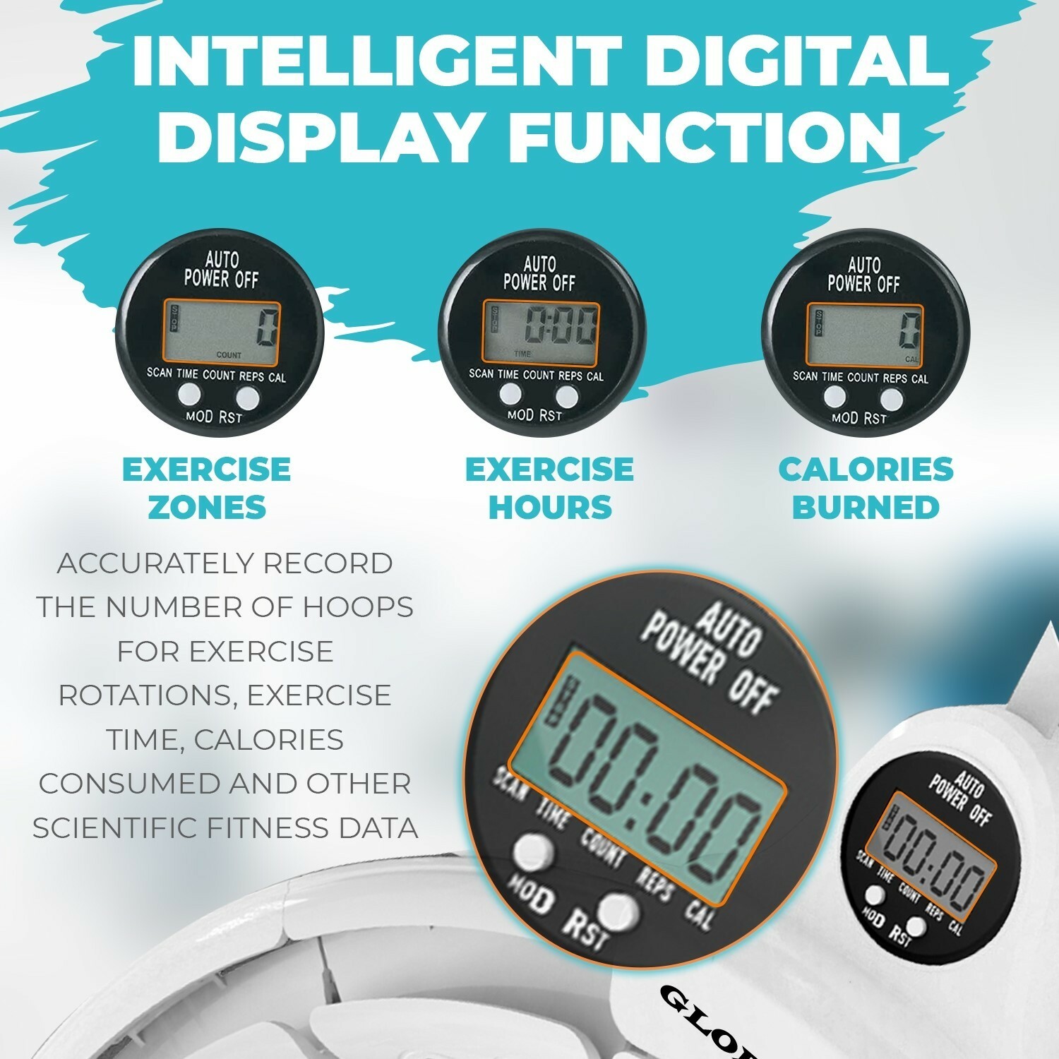 SMART WEIGHTED HULA HOOP WITH DATA RECORDING | NON DROPPING AND ADJUSTABLE HOOP.