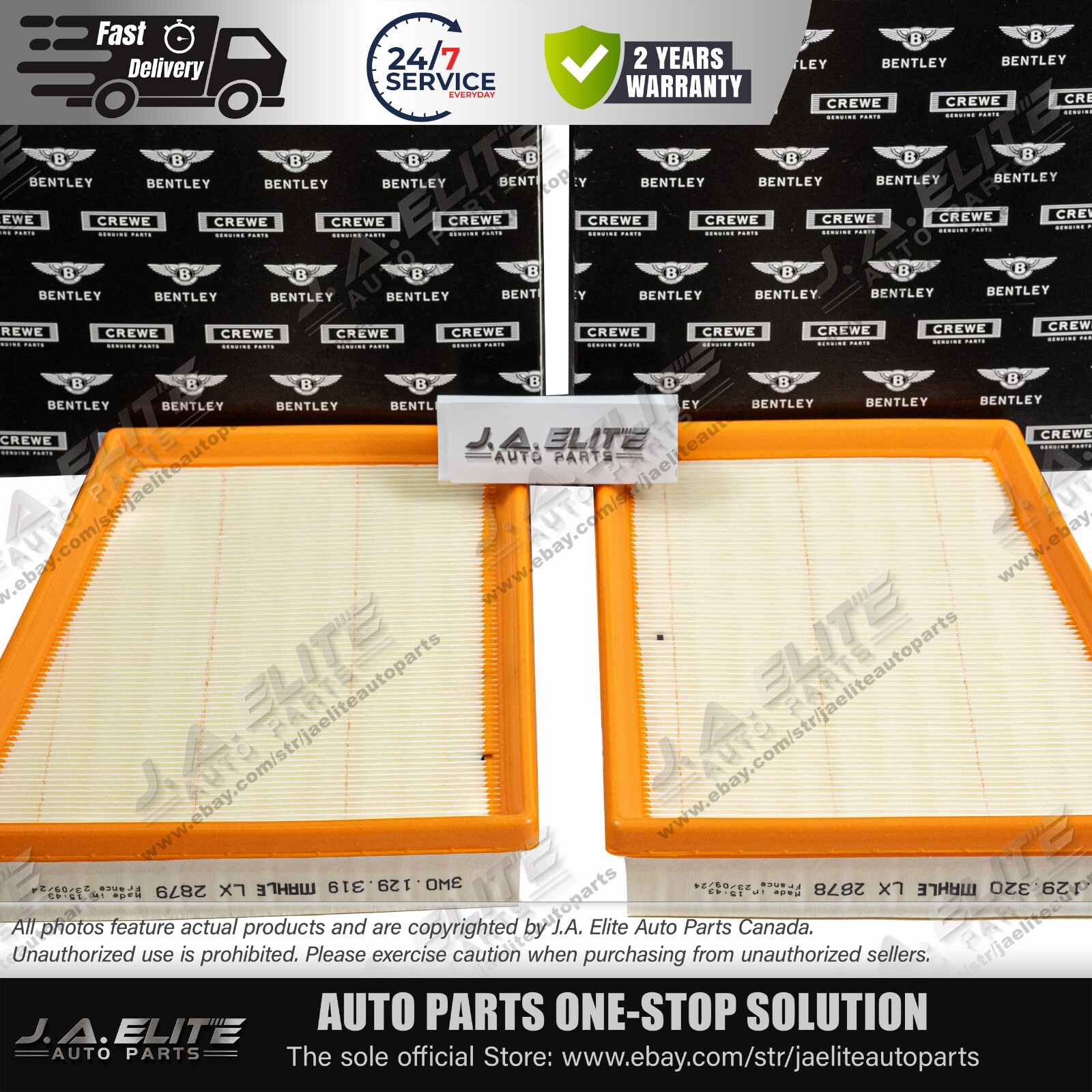 Genuine Air Filter Set for Bentley Continental GT GTC, Flying Spur 4.0L