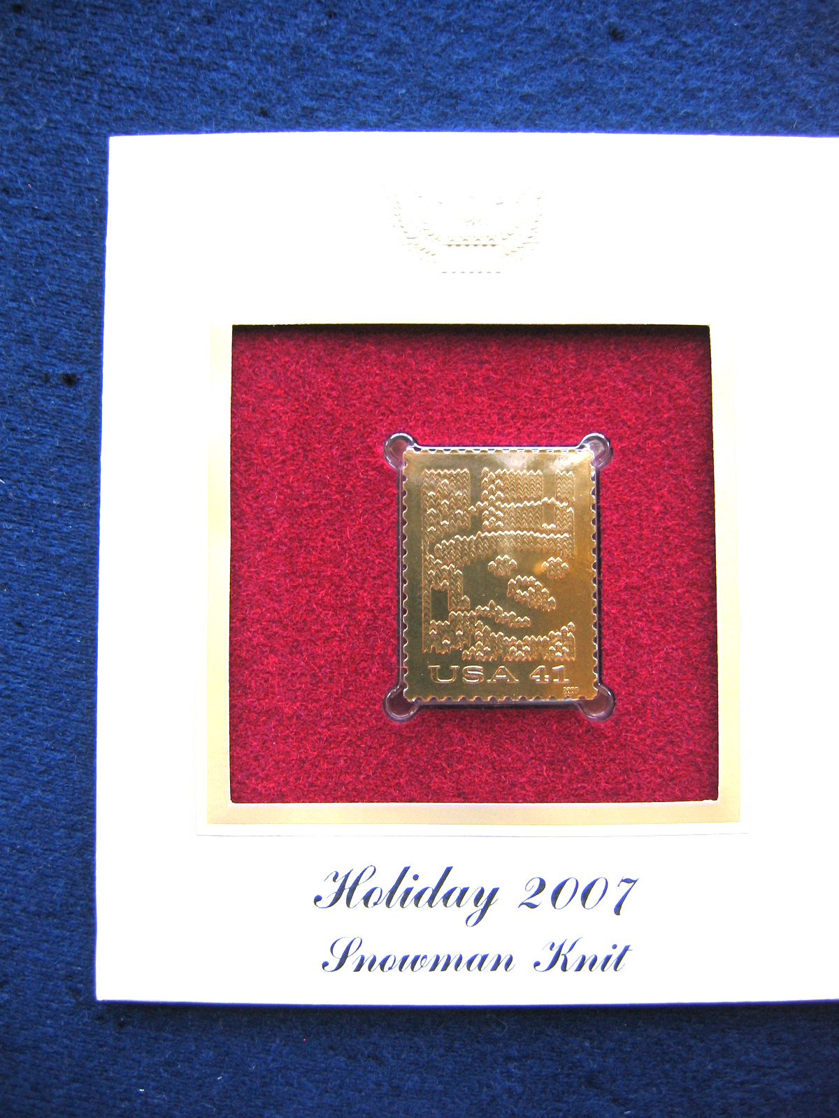 2007 Holiday Snowman Knit Replica Golden Cover Stamp