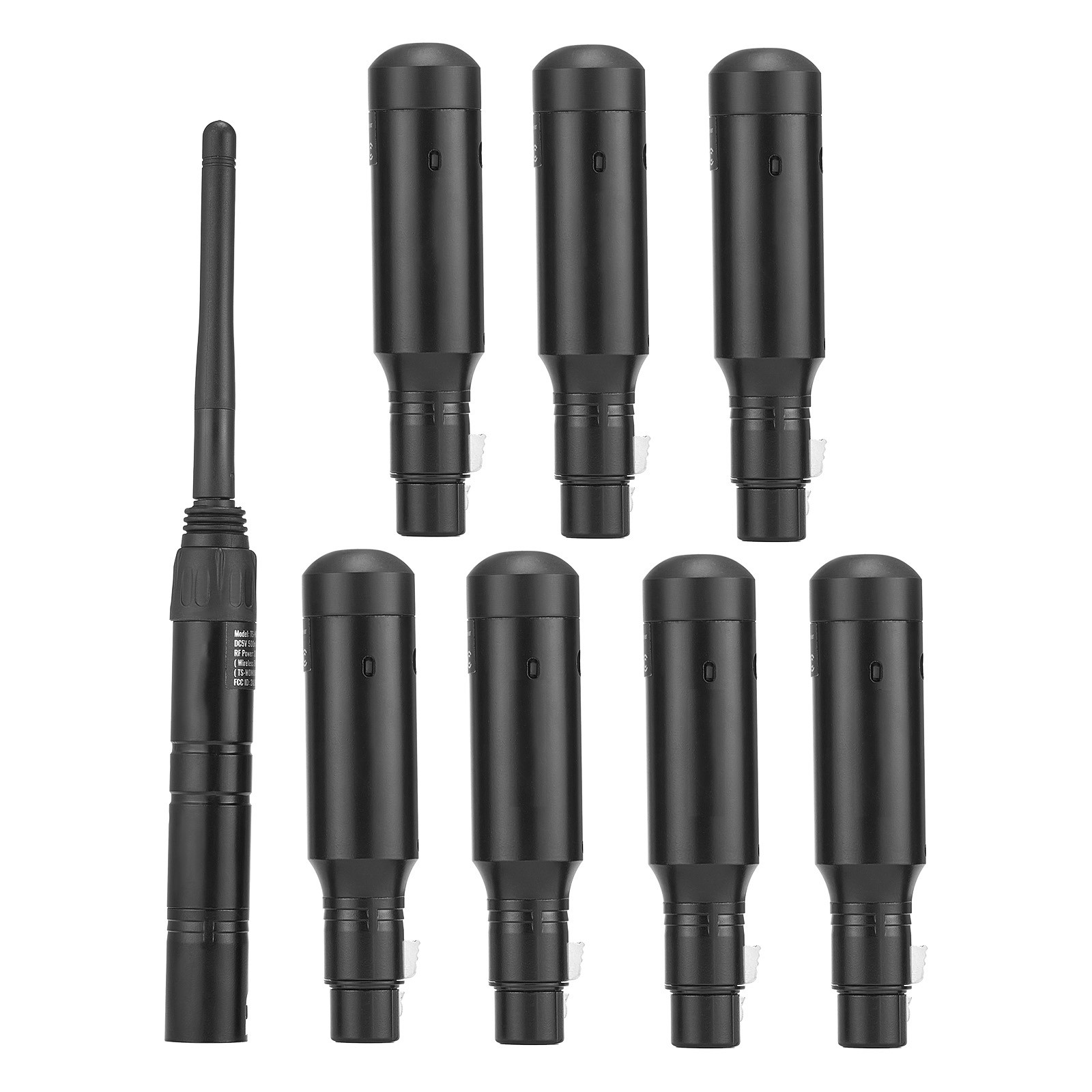 DMX Wireless Receiver Transmitter Rechargeable Battery Stage Light 8 PCs Black