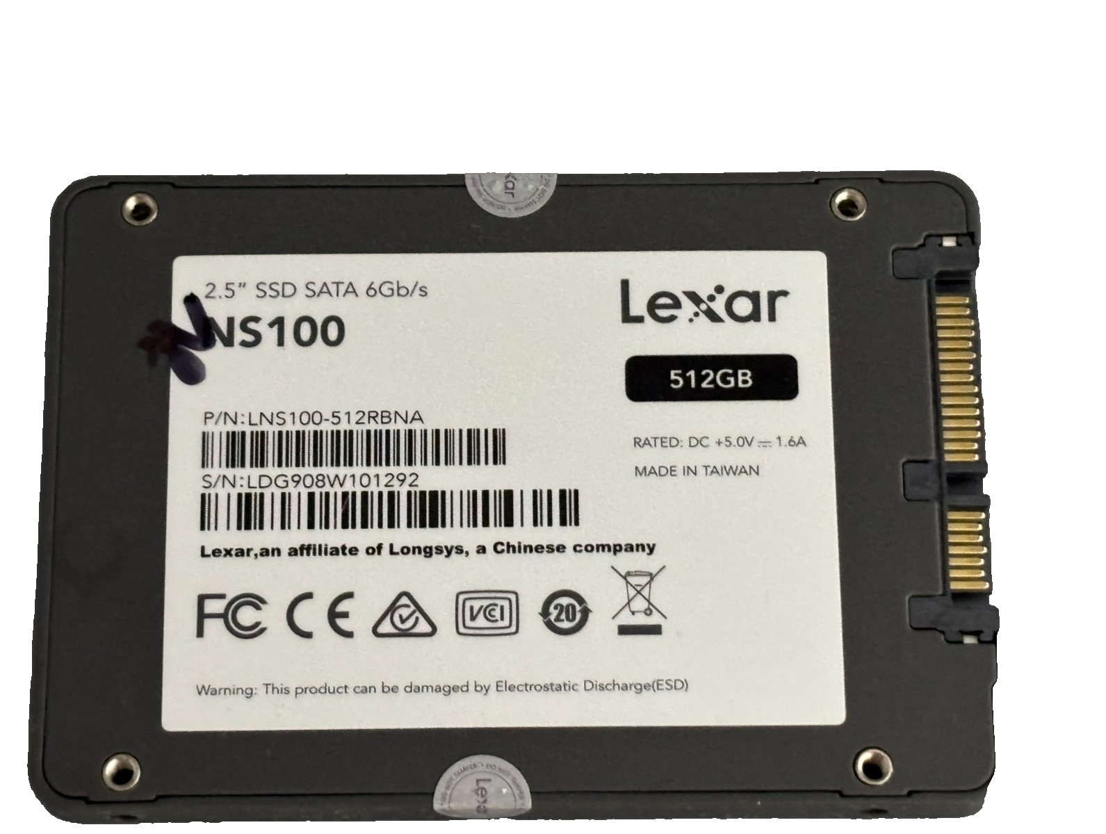 Lexar NS100 512GB, Internal, 2.5 inch (LNS100-512RBNA) Solid State Drive