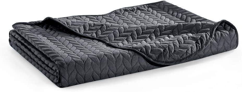 3 Piece Embossed Quilted Bedspread Reversible Queen King Size Coverlet Bed Throw