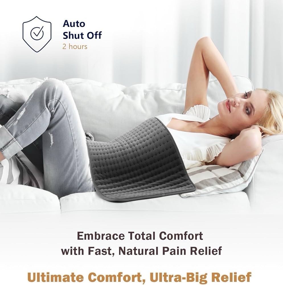 17x33 Inch Extra Large Electric Heating Pad Soft Plush w/ Digital Controller