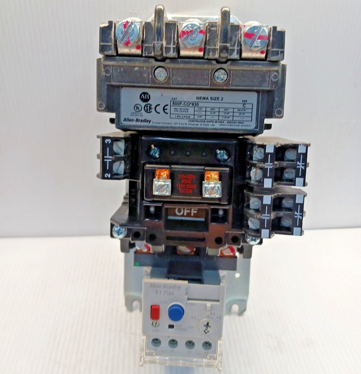 New Allen Bradley 500F-CO*930 Size 2 Motor Starter with 592-EECC Overload Relay