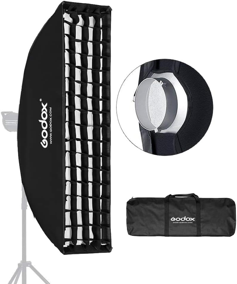 US 2*Godox 22x90cm Softbox Strip Honeycomb Bowens Mount Soft Box fr Studio Flash