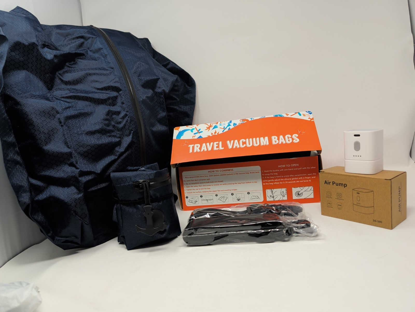 2PACK Travel Vacuum Bags With Wireless Pump Airtight & Waterproof For Traveling