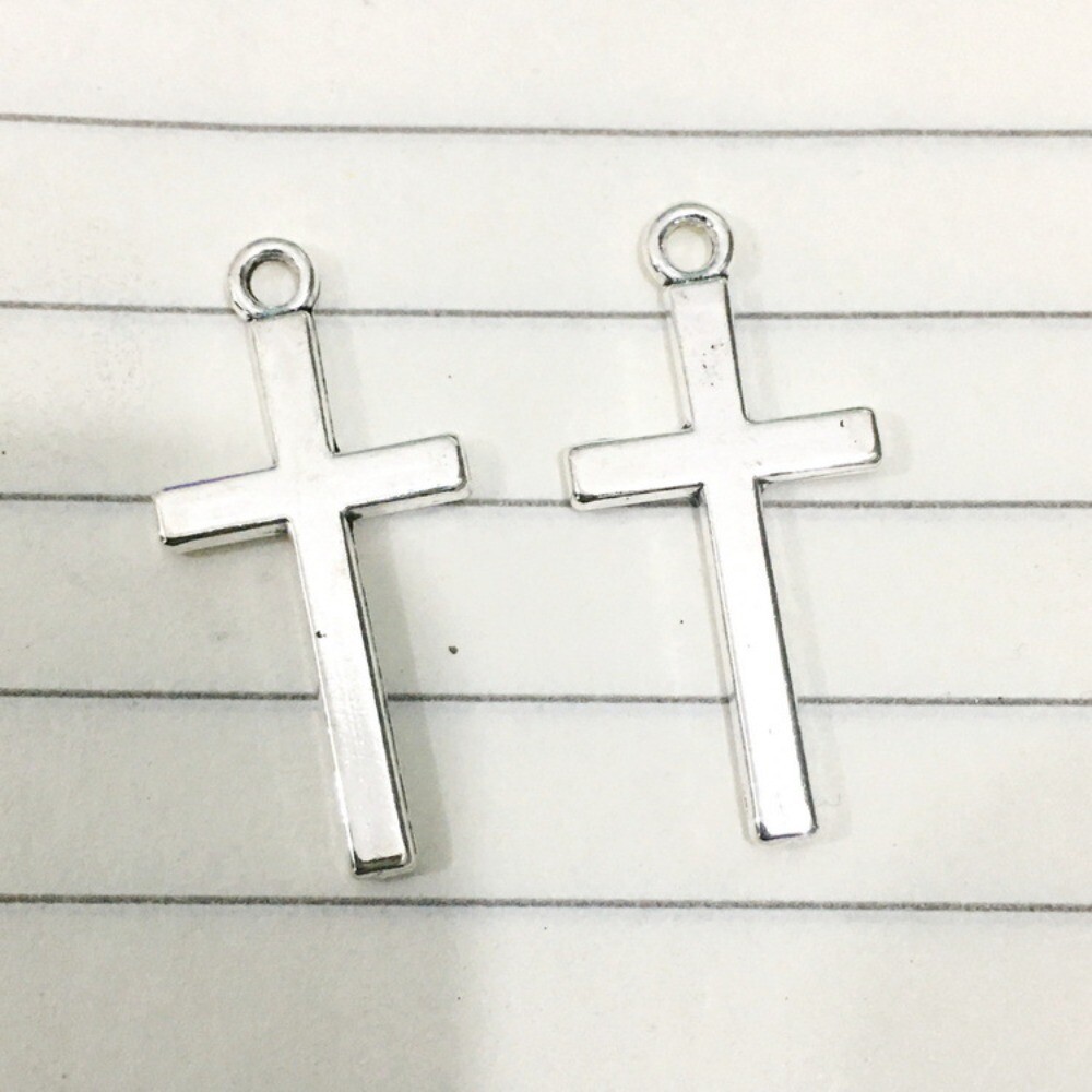 BULK 200Pcs Cross Charms DIY Jewelry Making Pendant Antique Silver