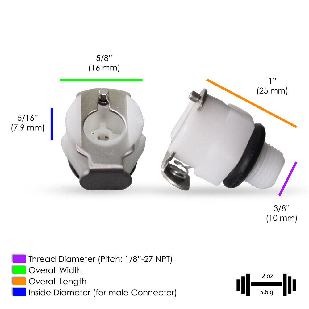 Male Fitting Female Quick-Disconnect to Threaded Male for Vacuum Cylinders